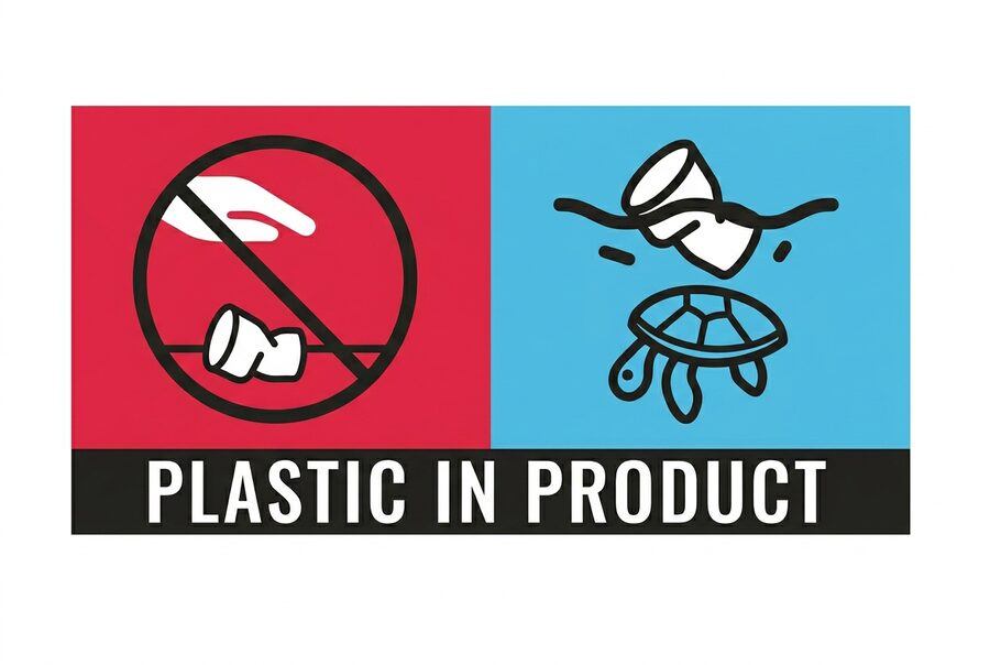 Official EU mandatory marking sticker for plastic-lined cups